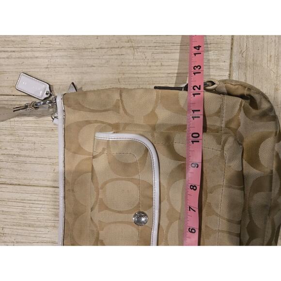 Coach Signature C Beige Canvas Crossbody Bag Women's Adjustable Strap - Picture 13 of 14
